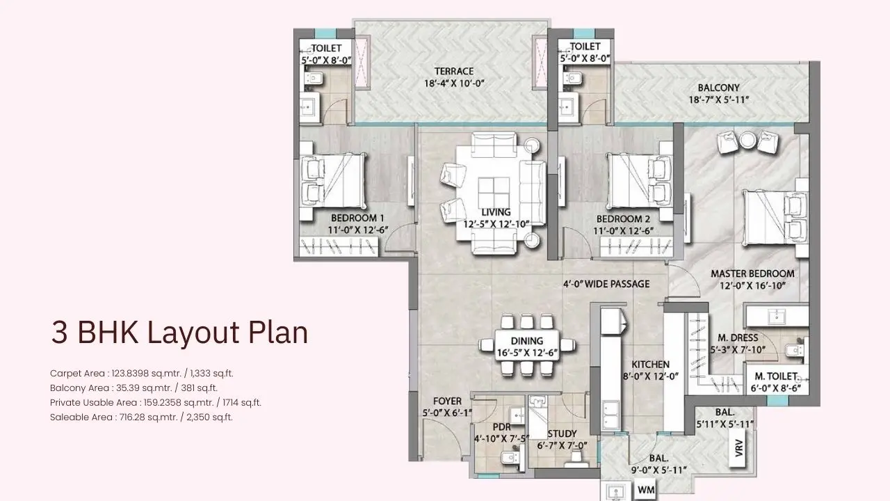 3 BHK + SR